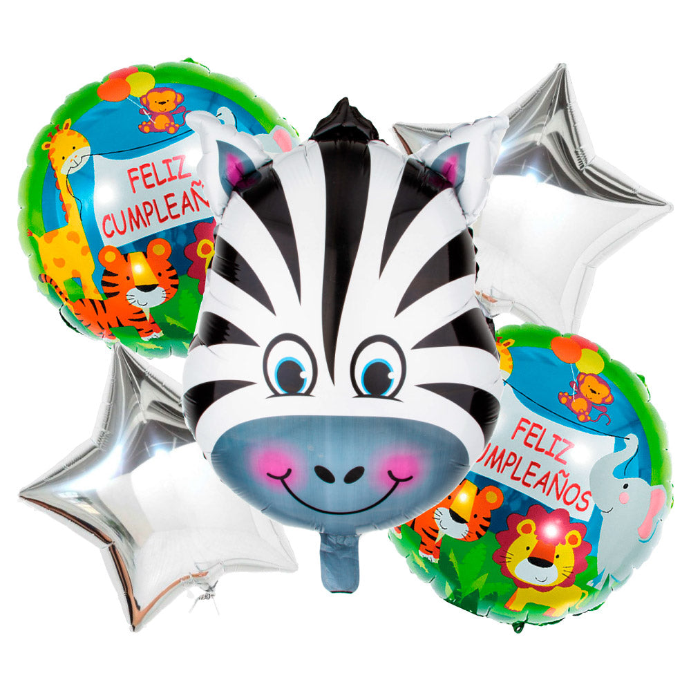 Kit Metalizado Cebra x 5 und Globos para fiestas Confetti