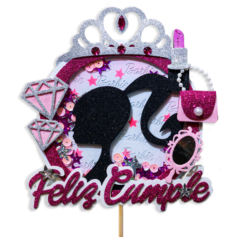 Topper Feliz Cumple Barbie x Und Fiesta tematica Confetti